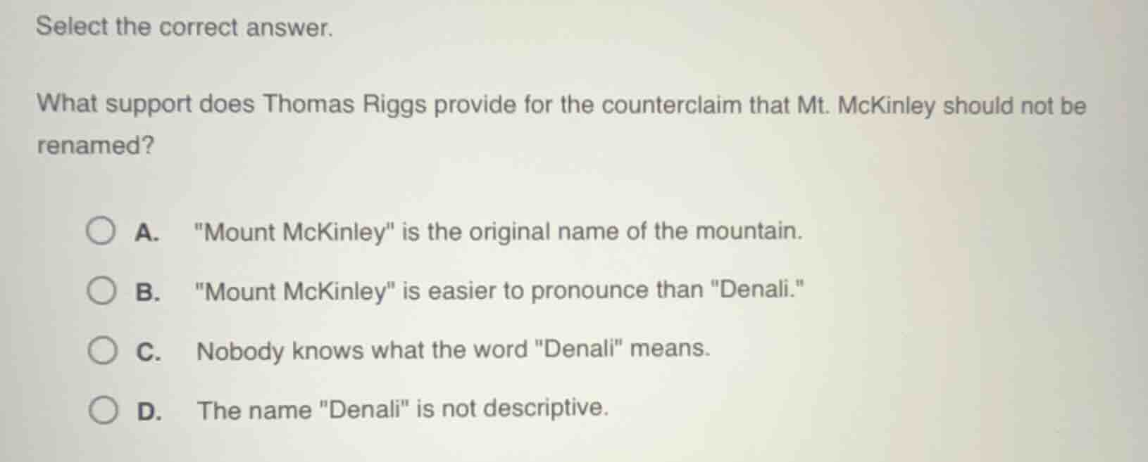 select the correct answer. what support does thomas riggs provide for t…