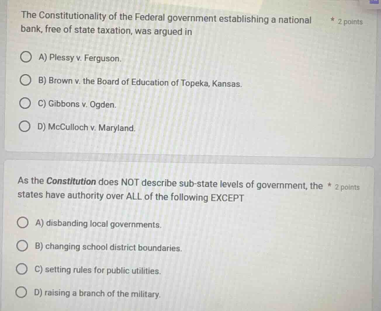 the constitutionality of the federal government establishing a national…