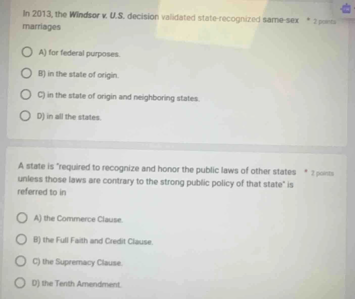 in 2013, the windsor v. u.s. decision validated state - recognized same…