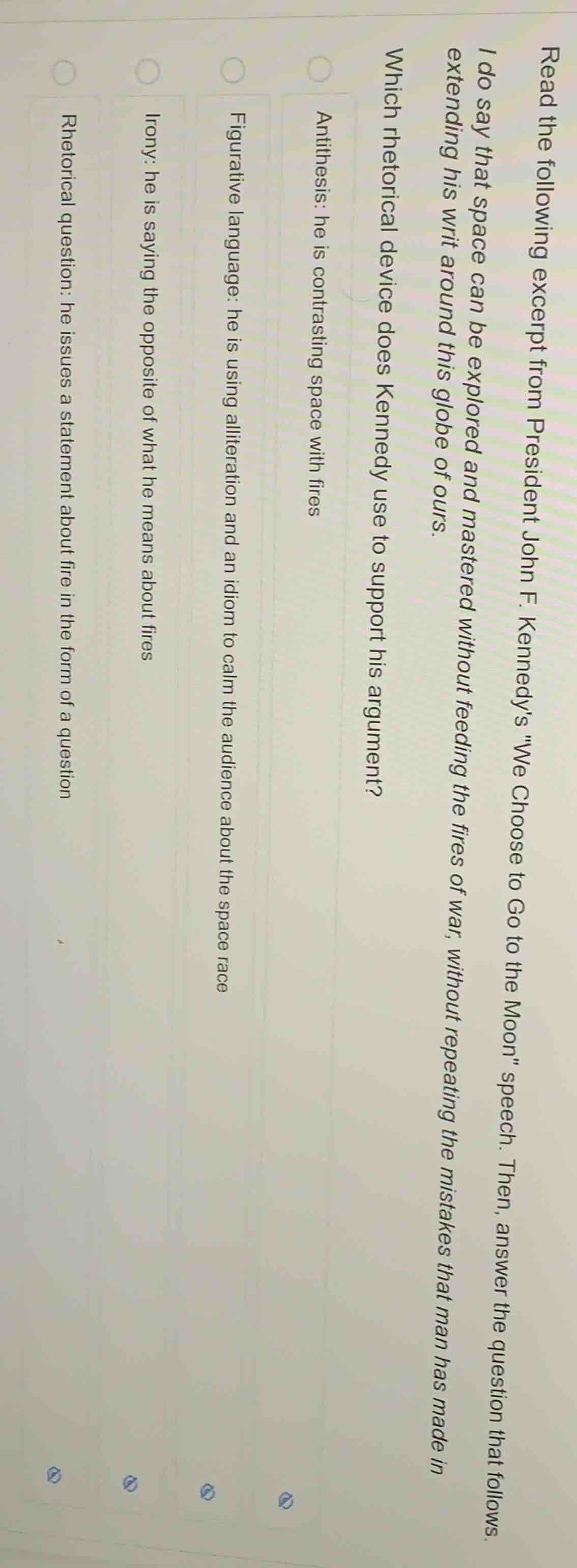 read the following excerpt from president john f. kennedy’s \we choose …