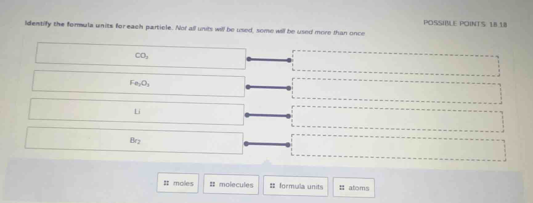 identify the formula units for each particle. not all units will be use…