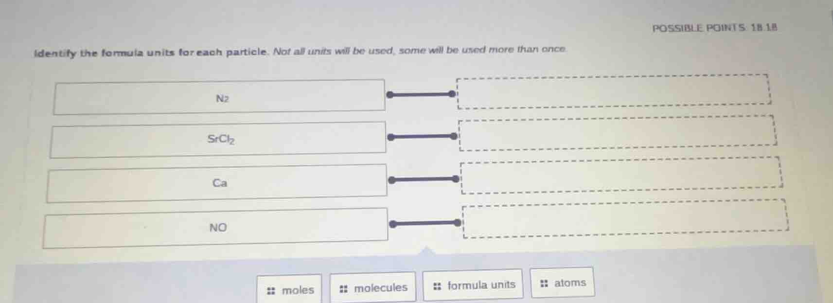 identify the formula units for each particle. not all units will be use…
