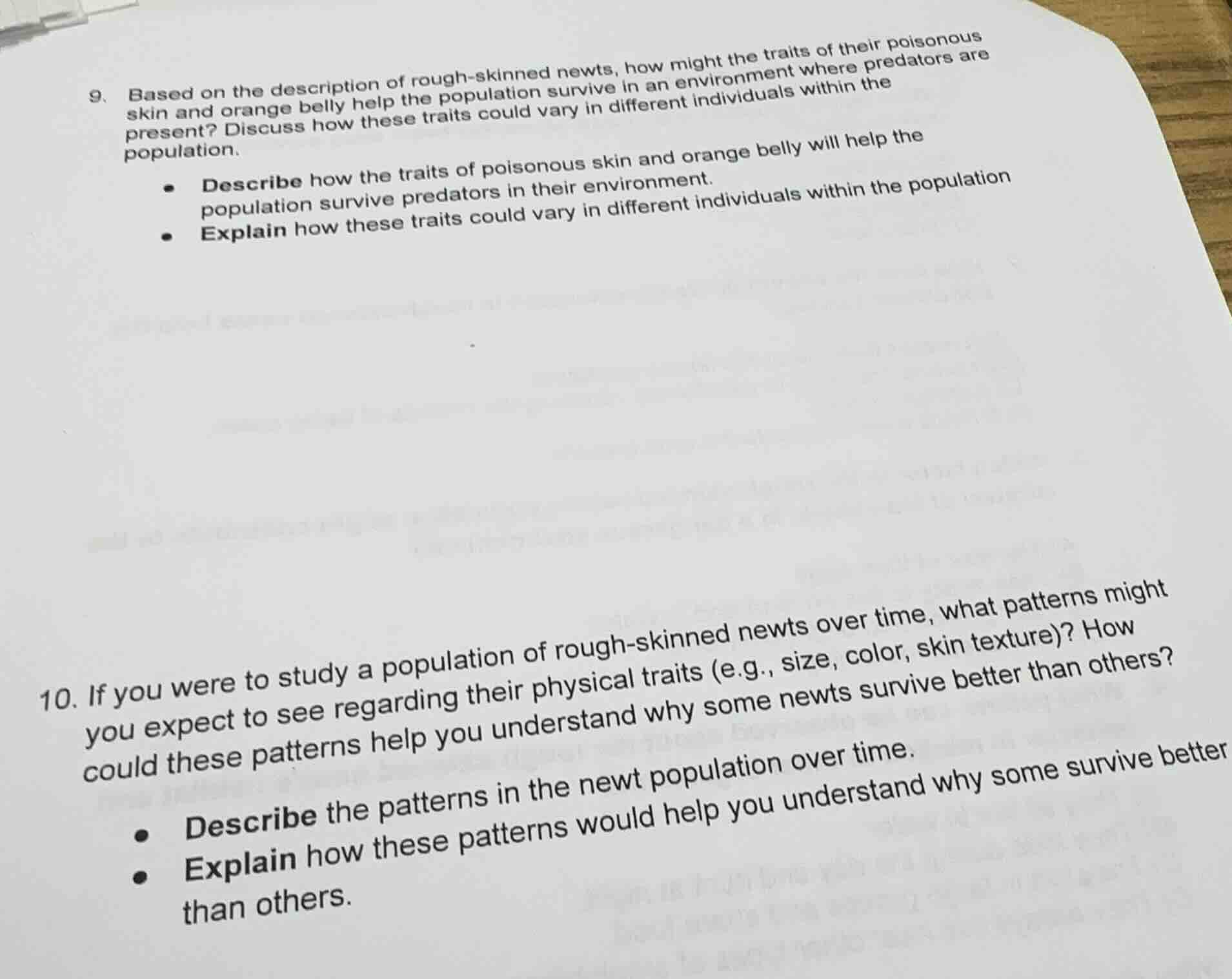 9. based on the description of rough - skinned newts, how might the tra…