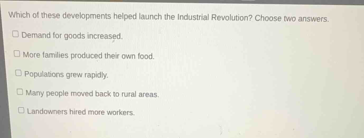 which of these developments helped launch the industrial revolution? ch…