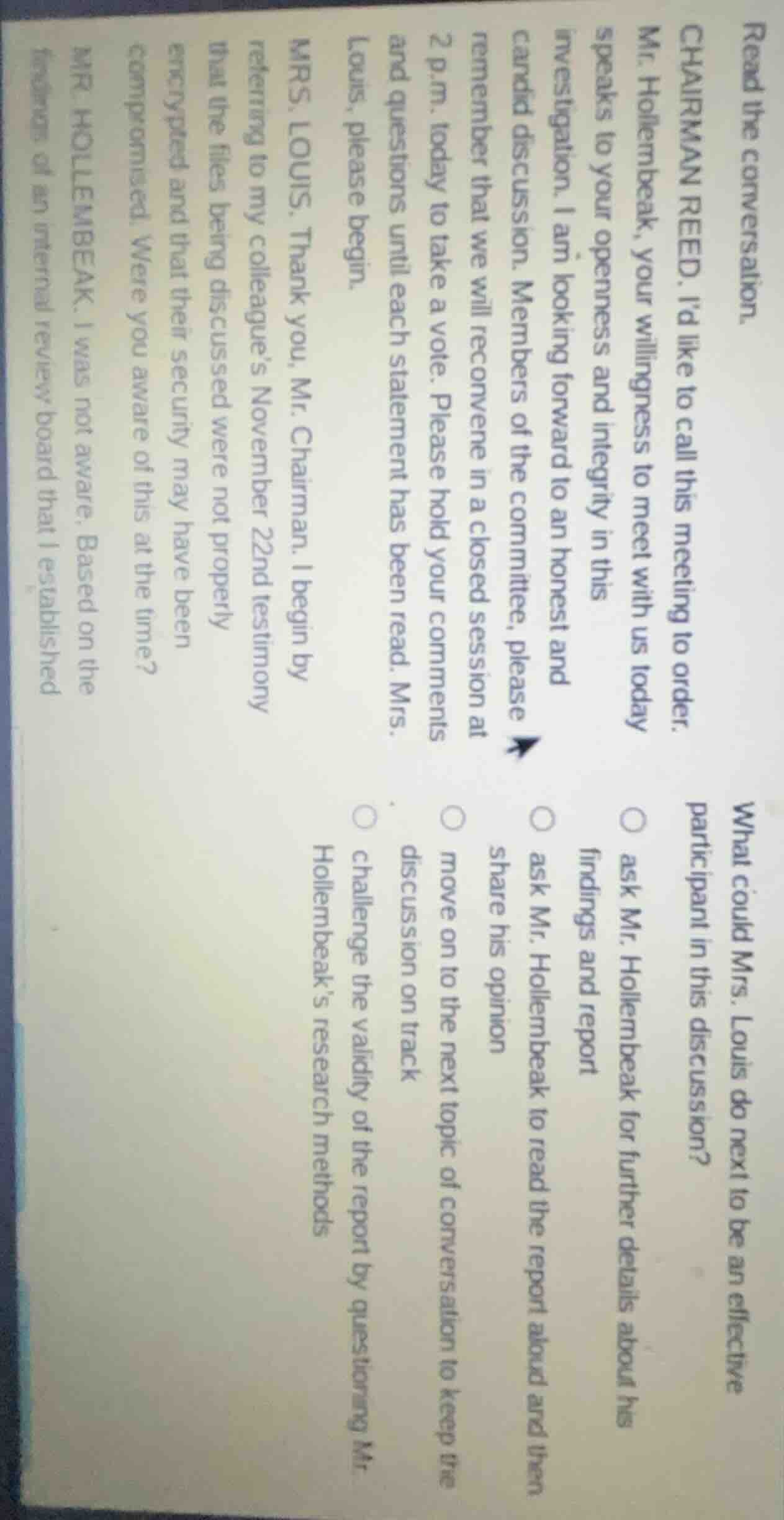 read the conversation. chairman reed. i’d like to call this meeting to …