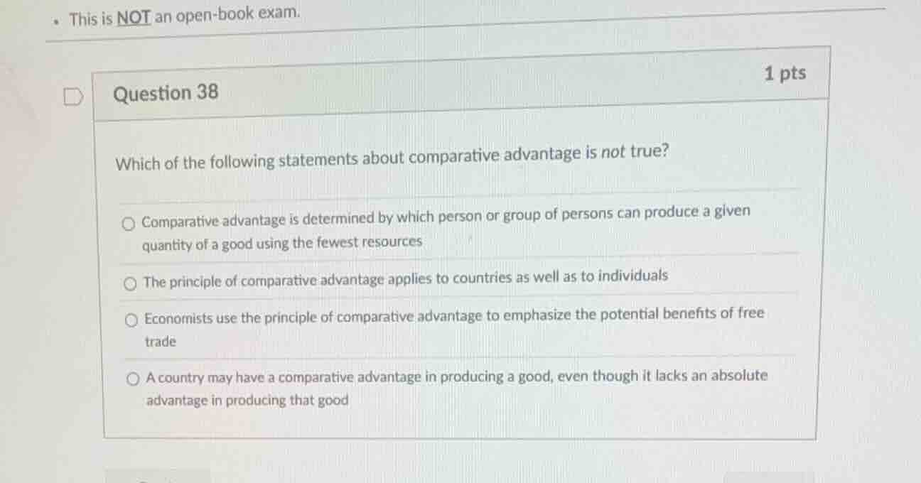 question 38 which of the following statements about comparative advanta…