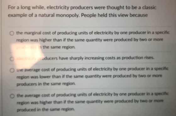 for a long while, electricity producers were thought to be a classic ex…