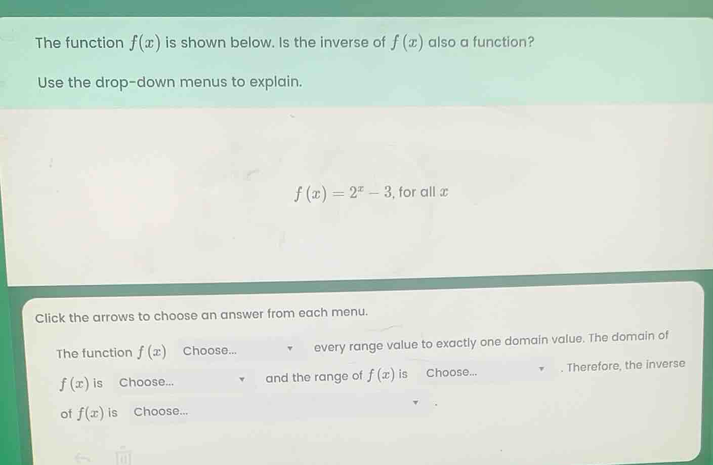 the function f(x) is shown below. is the inverse of f(x) also a functio…