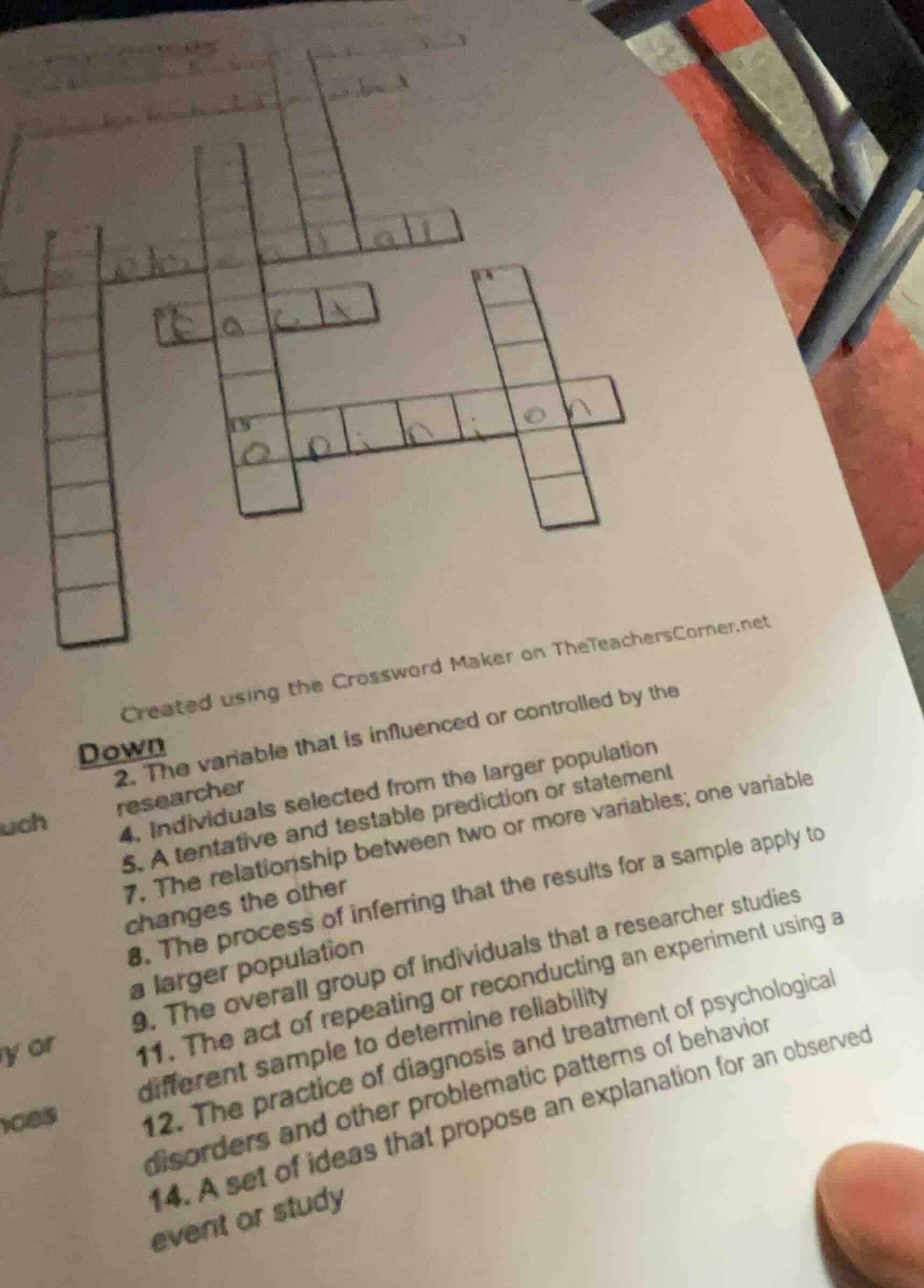 created using the crossword maker on theteacherscorner.net down 2. the …