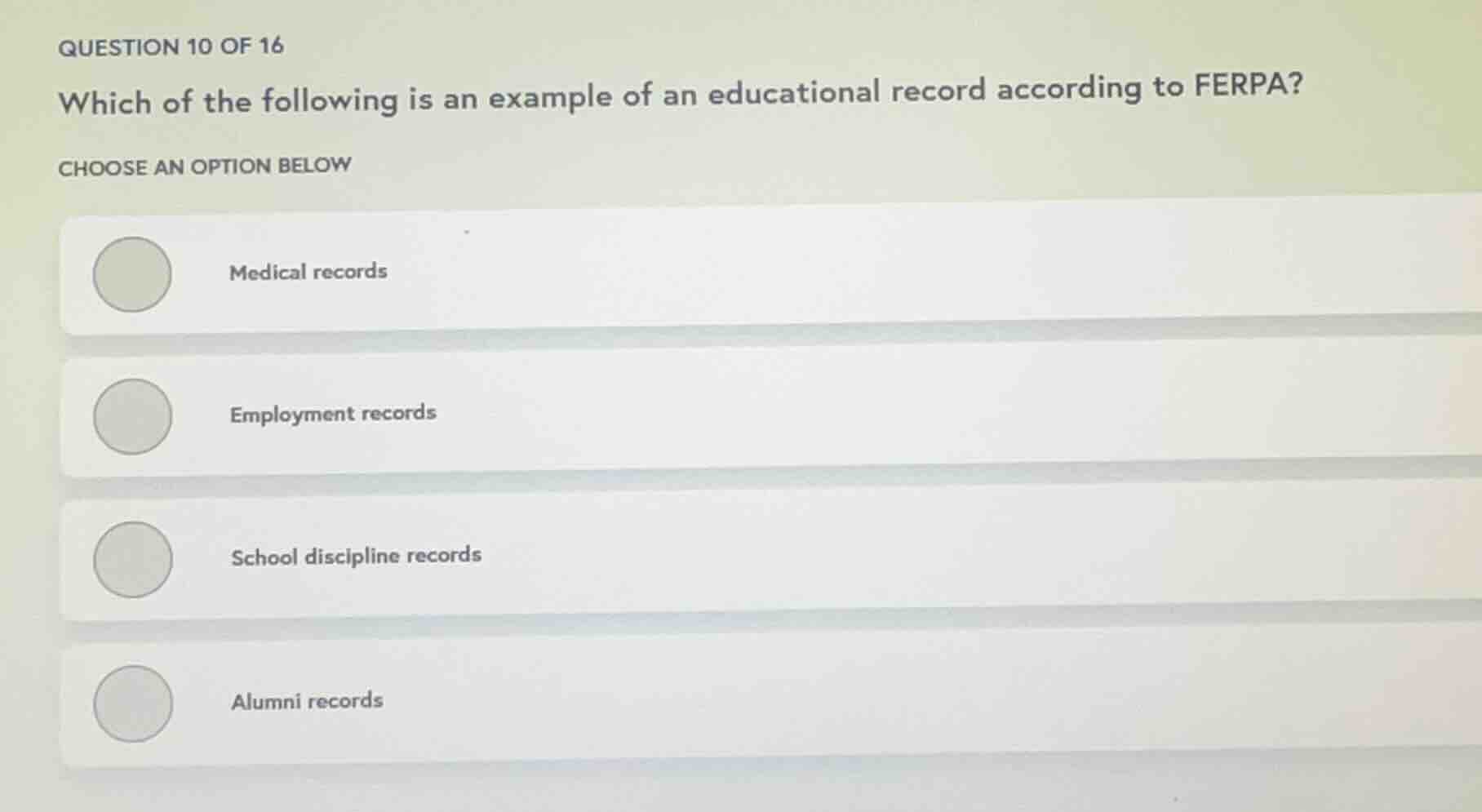 question 10 of 16 which of the following is an example of an educationa…