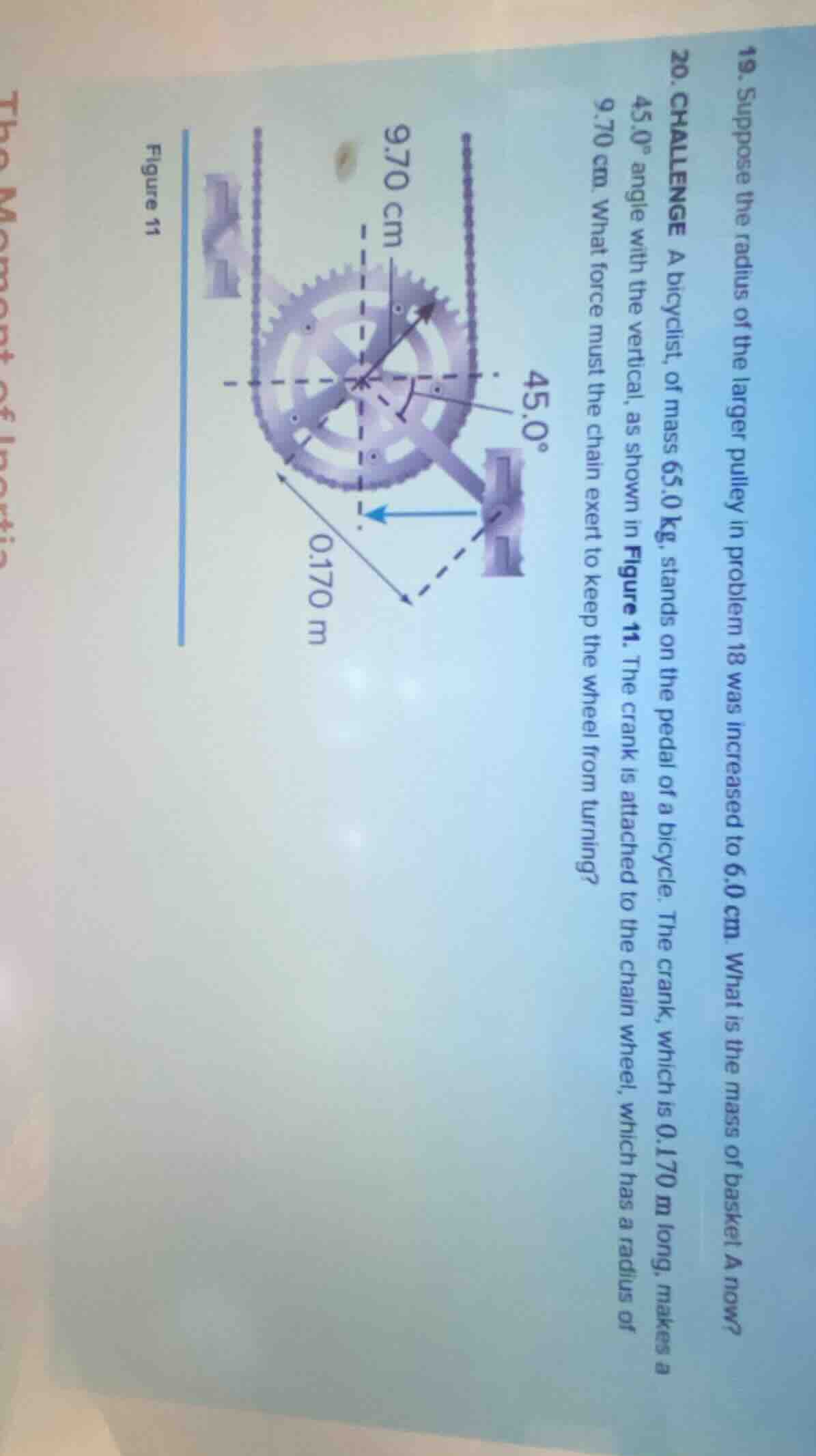 20. challenge a bicyclist, of mass 65.0 kg, stands on the pedal of a bi…