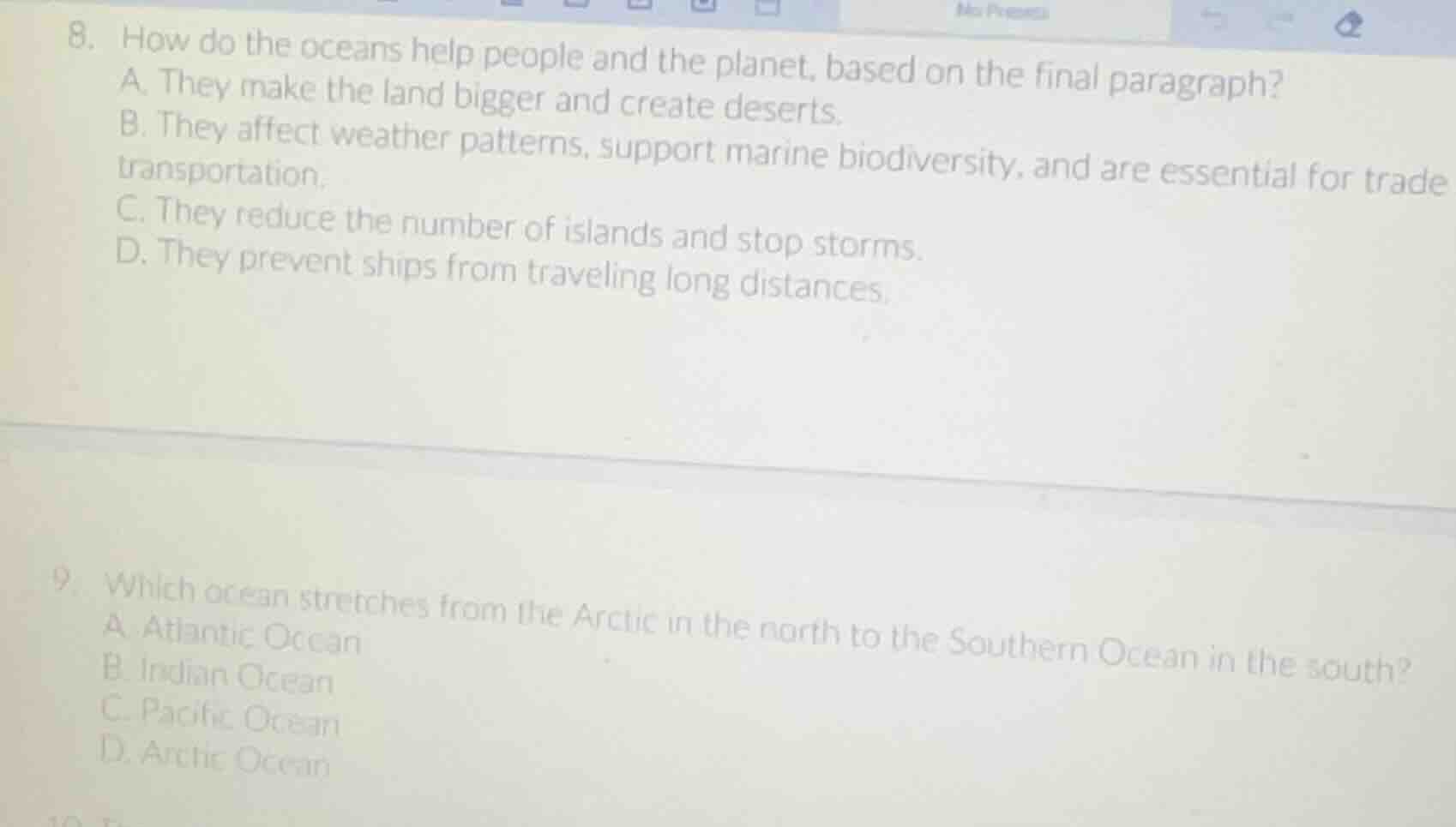 8. how do the oceans help people and the planet, based on the final par…