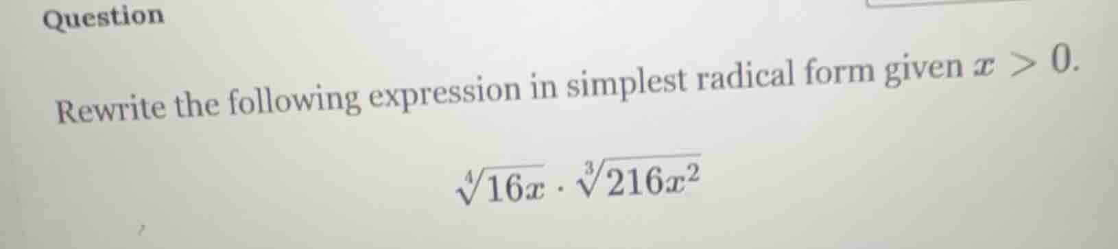 question rewrite the following expression in simplest radical form give…