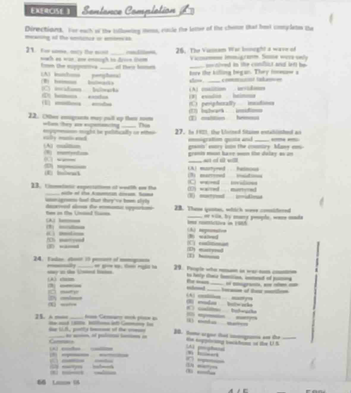 exercise 1 sentence completion directions: for each of the following it…