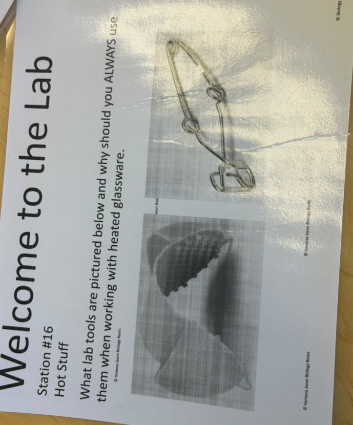 welcome to the lab station #16 hot stuff what lab tools are pictured be…