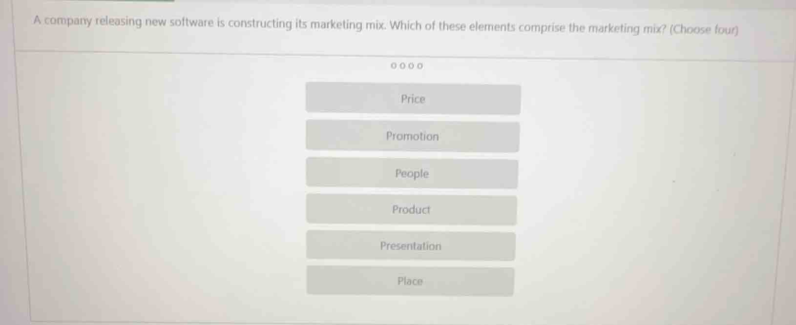 a company releasing new software is constructing its marketing mix. whi…