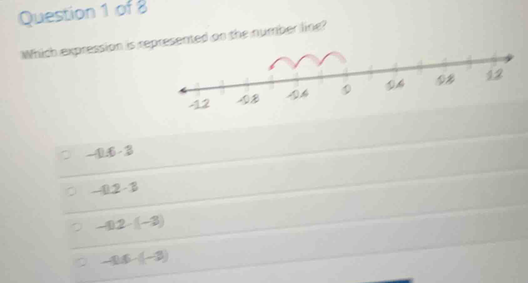question 1 of 8 which expression is represented on the number line? num…