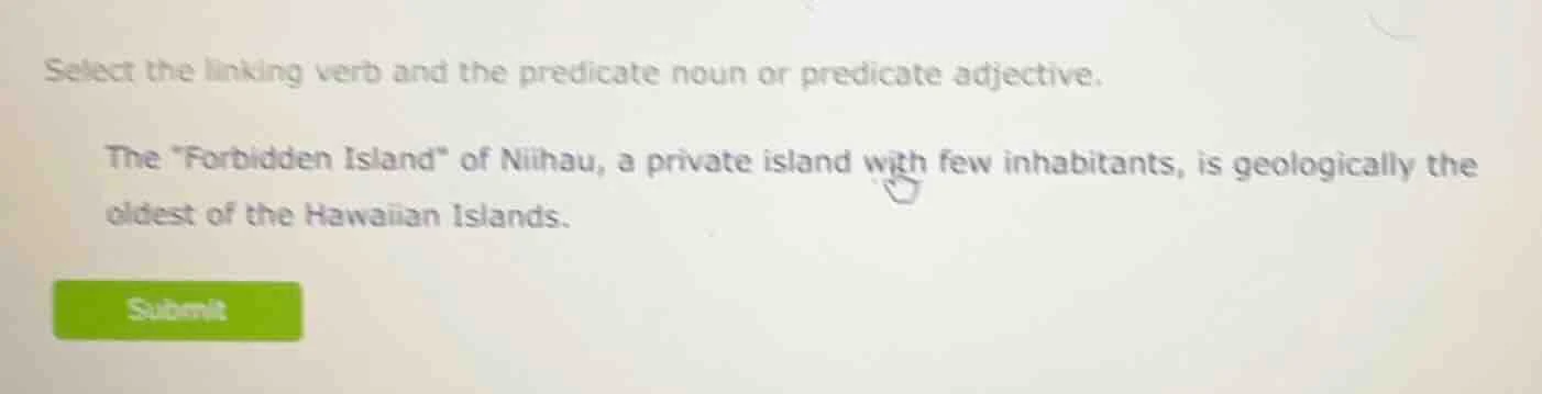 select the linking verb and the predicate noun or predicate adjective. …