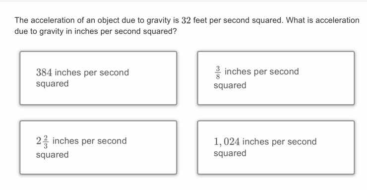 the acceleration of an object due to gravity is 32 feet per second squa…