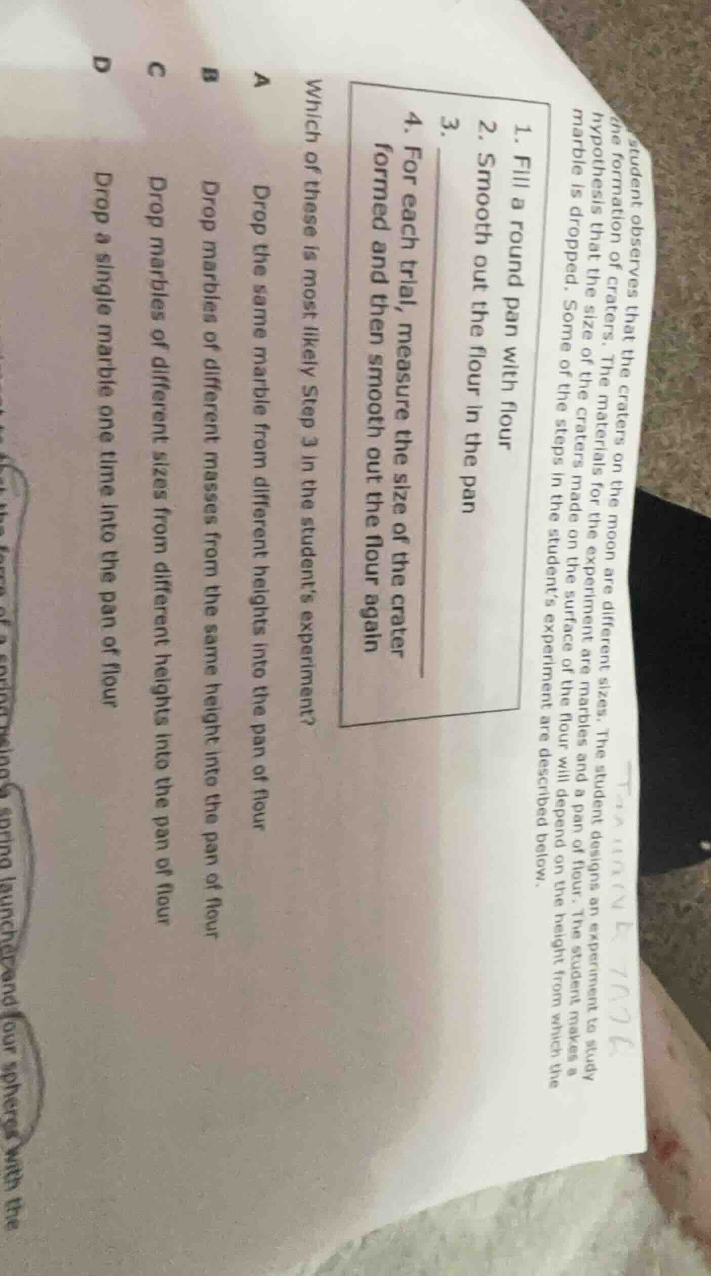 a student observes that the craters on the moon are different sizes. th…