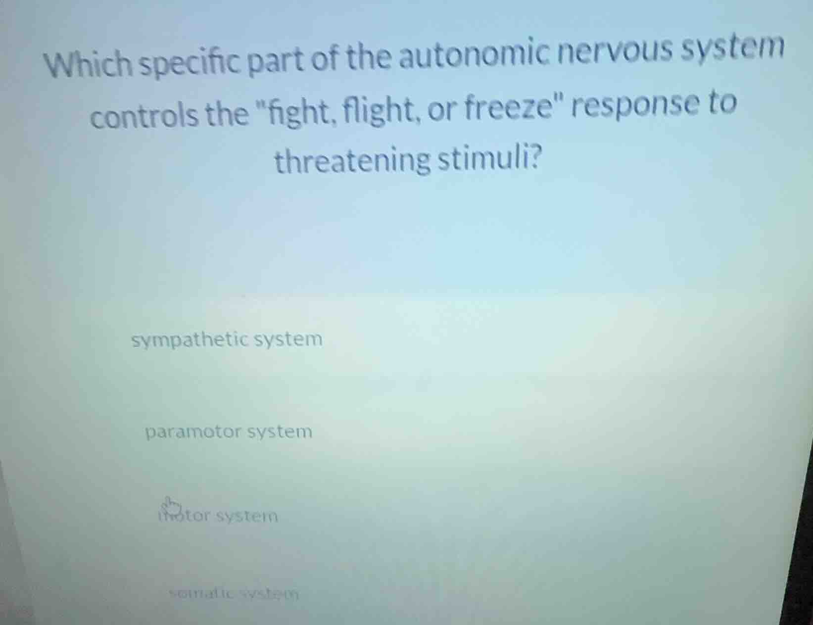 which specific part of the autonomic nervous system controls the \fight…