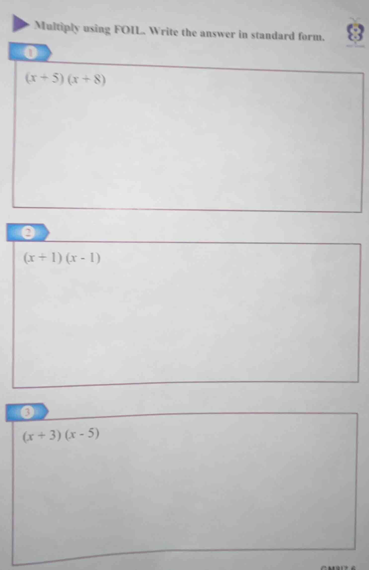 multiply using foil. write the answer in standard form. 1 $(x + 5)(x + …