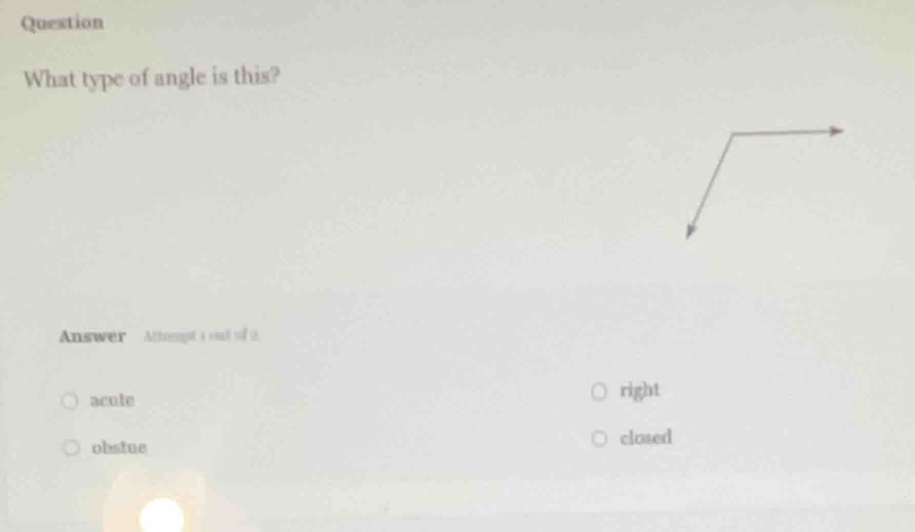 question what type of angle is this? angle diagram answer attempt 1 out…