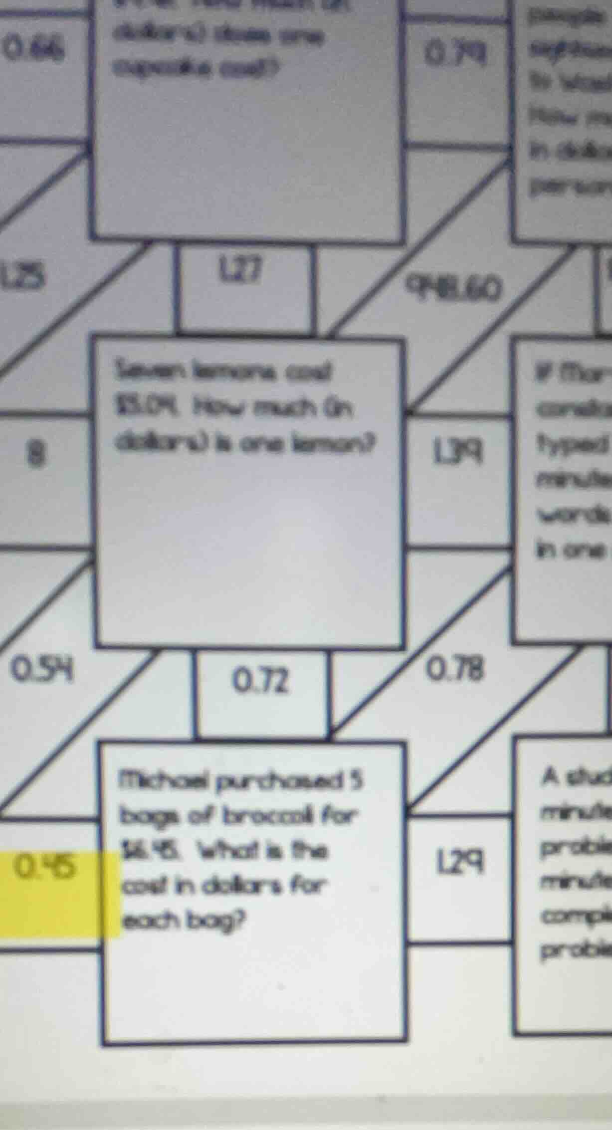 seven lemons cost $5.04. how much (in dollars) is one lemon? michael pu…