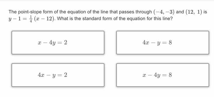 the point-slope form of the equation of the line that passes through (-…