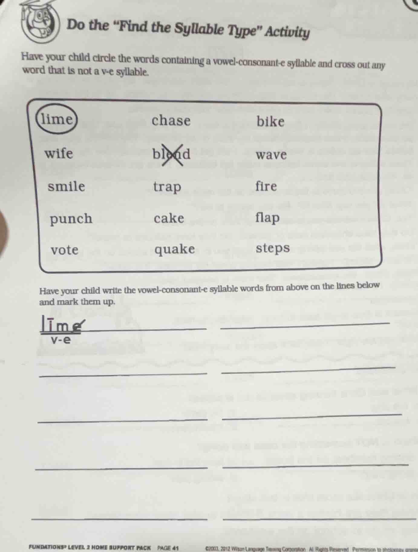 do the \find the syllable type\ activity have your child circle the wor…