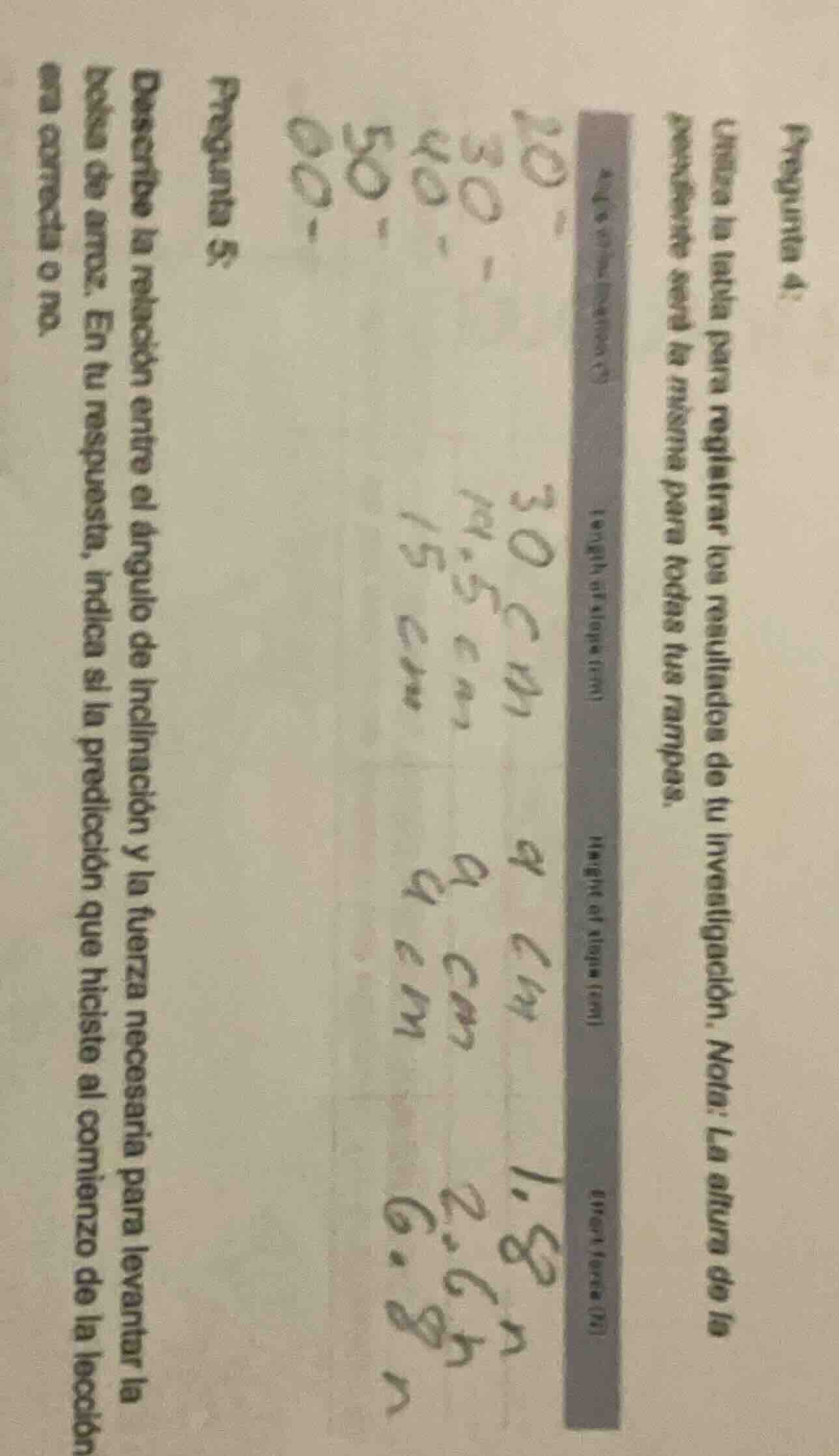 pregunta 4: usa la tabla para registrar los resultados de tu investigac…