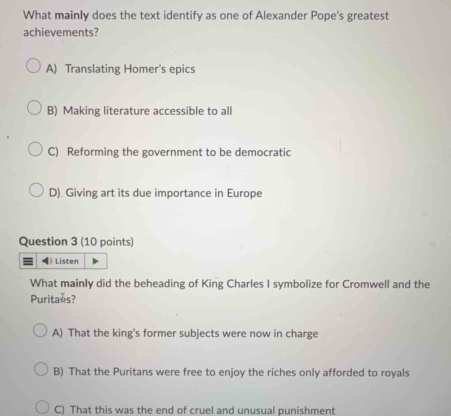 what mainly does the text identify as one of alexander popes greatest a…