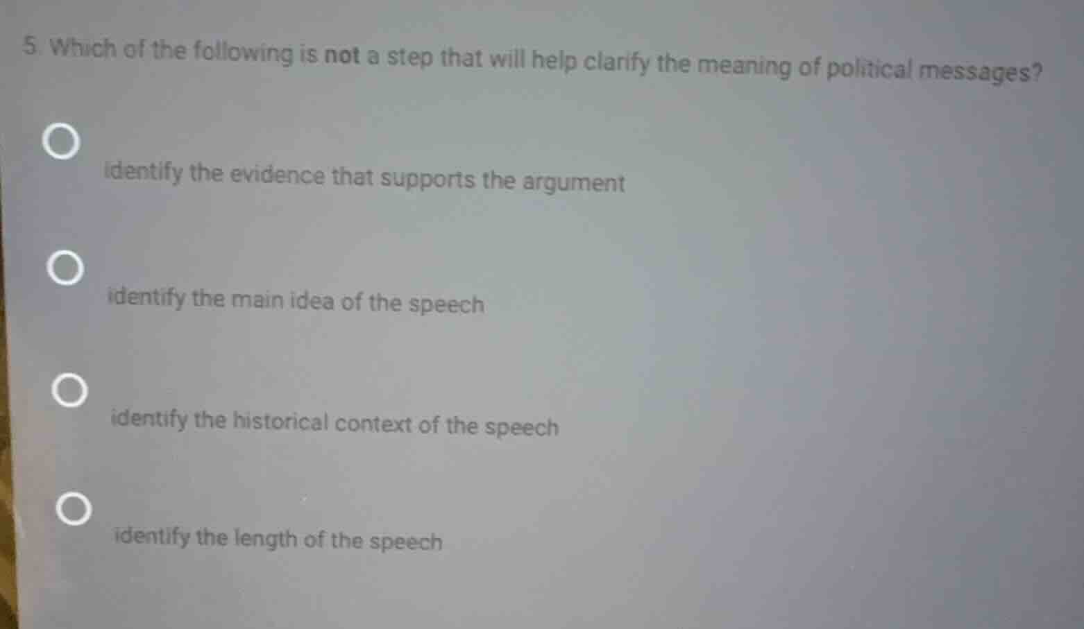 5. which of the following is not a step that will help clarify the mean…