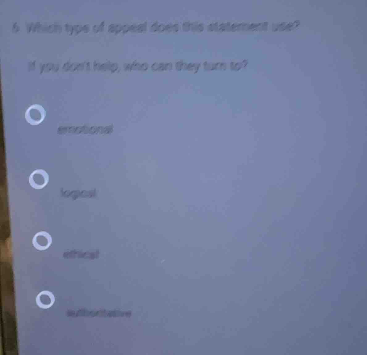 6. which type of appeal does this statement use? if you dont help, who …