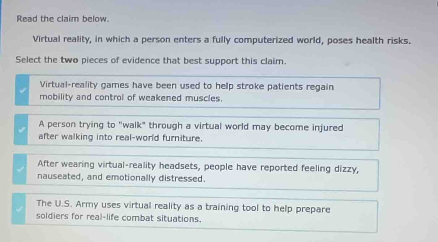 read the claim below. virtual reality, in which a person enters a fully…