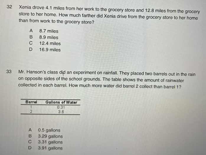 32 xenia drove 4.1 miles from her work to the grocery store and 12.8 mi…