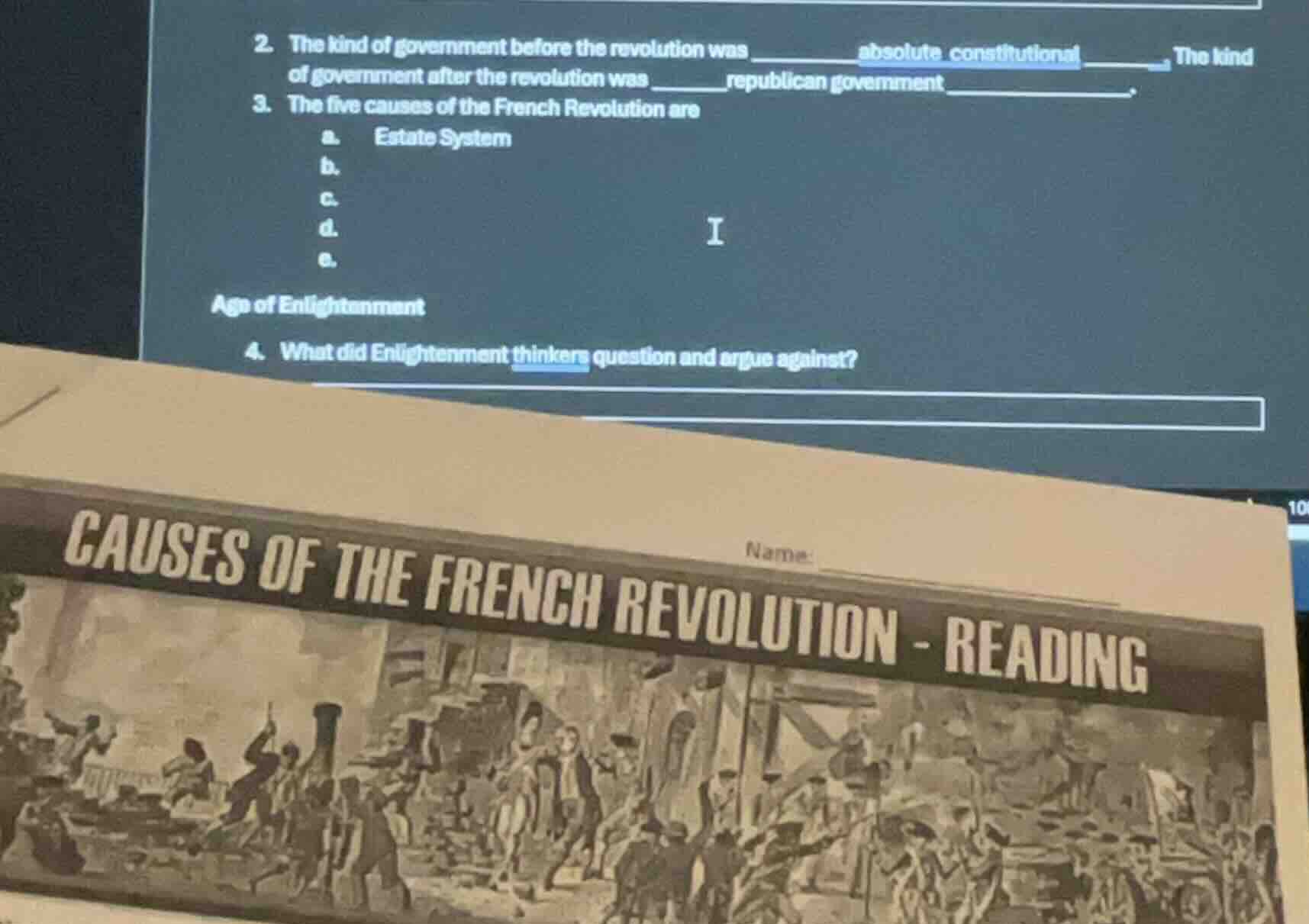 2. the kind of government before the revolution was ______absolute cons…