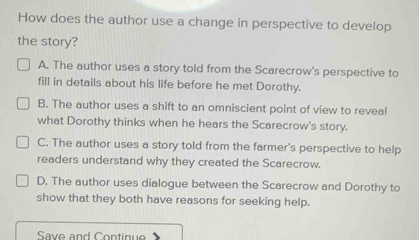 how does the author use a change in perspective to develop the story? a…