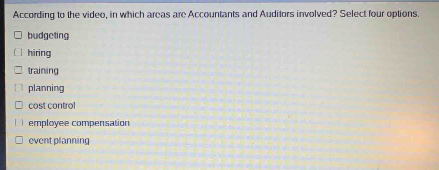 according to the video, in which areas are accountants and auditors inv…