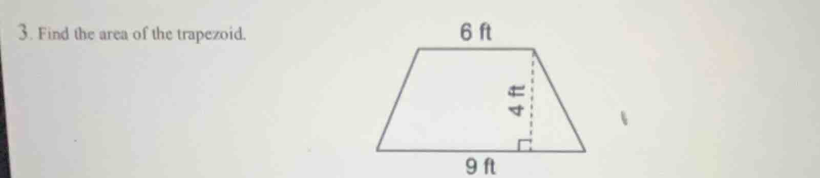 3. find the area of the trapezoid. (image of a trapezoid with top base …