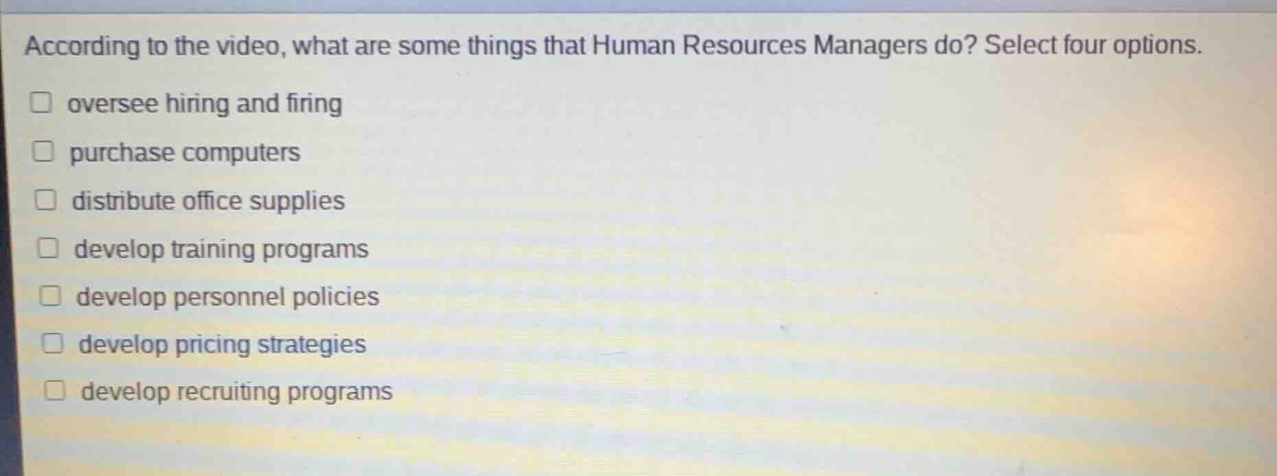 according to the video, what are some things that human resources manag…