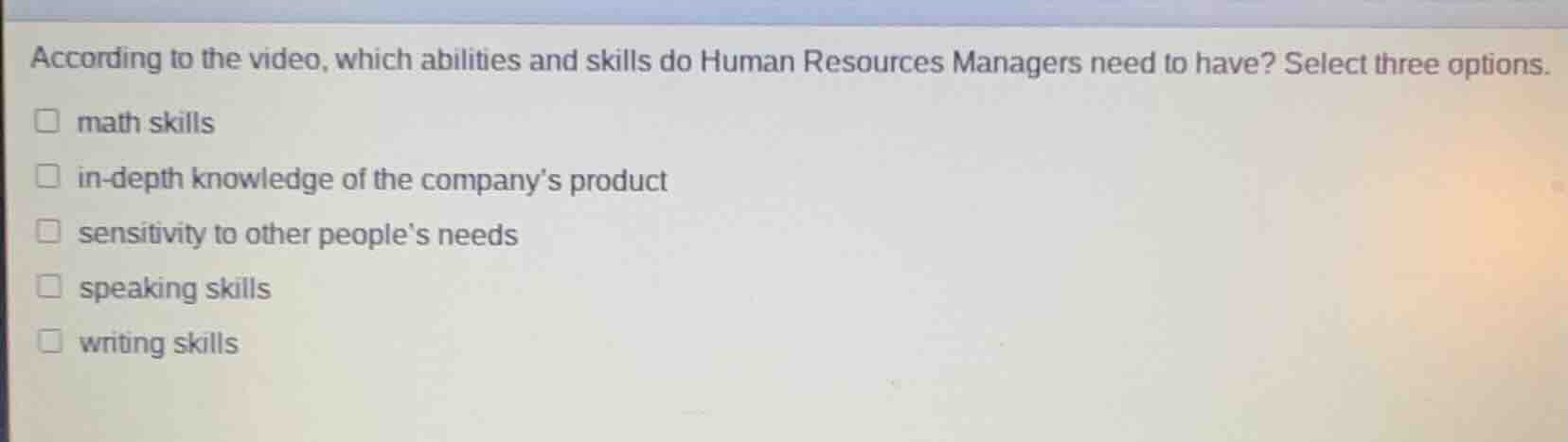 according to the video, which abilities and skills do human resources m…
