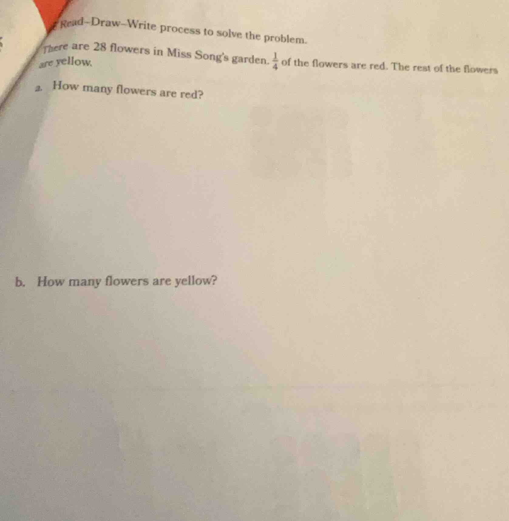 read-draw-write process to solve the problem. there are 28 flowers in m…