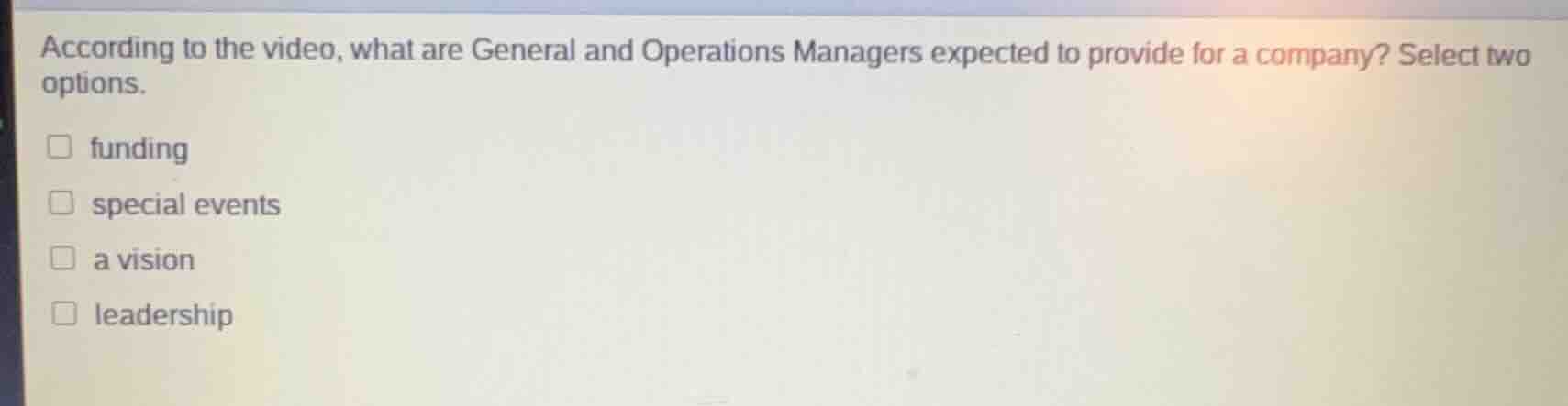 according to the video, what are general and operations managers expect…