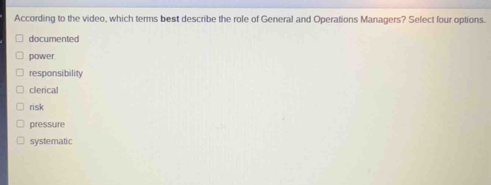 according to the video, which terms best describe the role of general a…