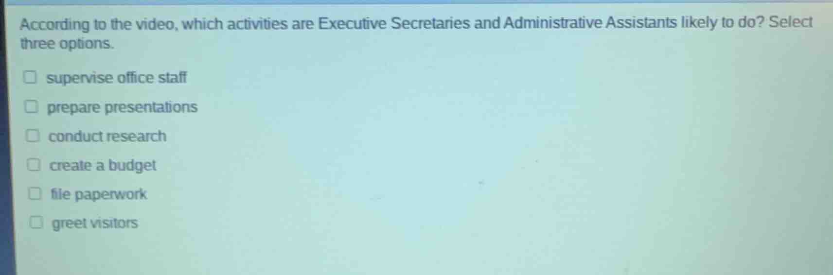 according to the video, which activities are executive secretaries and …