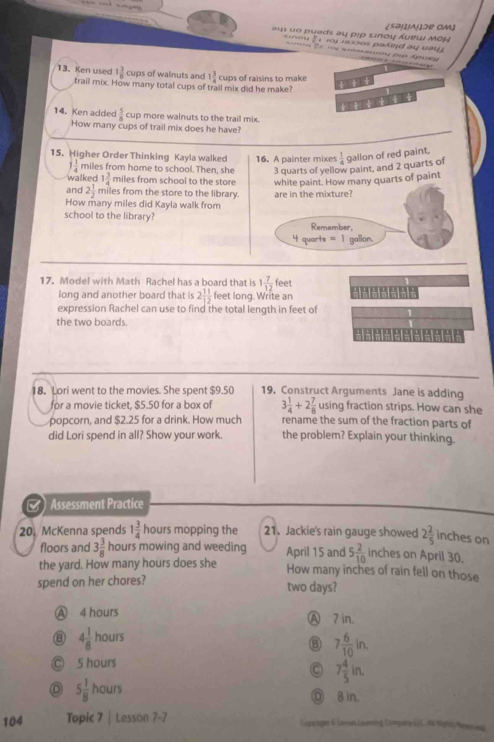 13. ken used $1\\frac{3}{8}$ cups of walnuts and $1\\frac{3}{4}$ cups o…