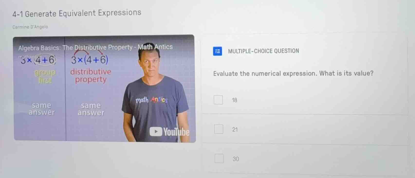 4-1 generate equivalent expressions carmine dangelo algebra basics: the…