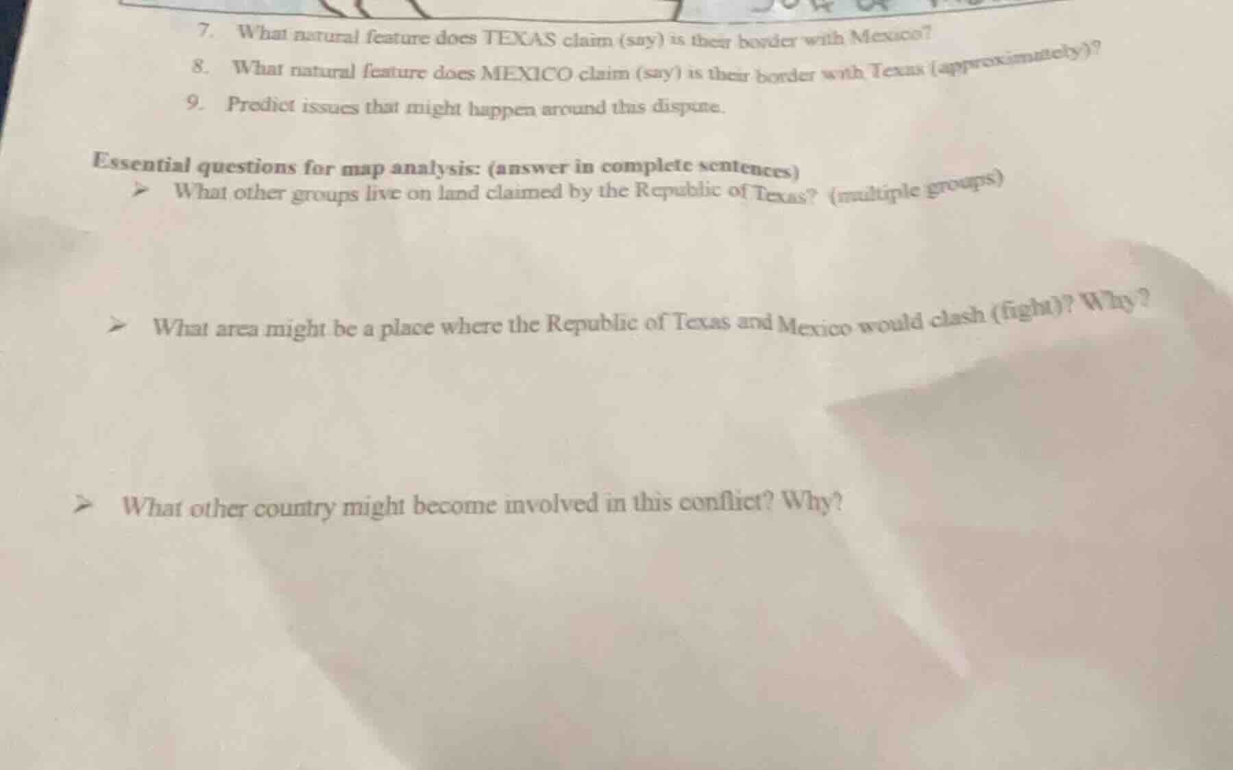 7. what natural feature does texas claim (say) is their border with mex…