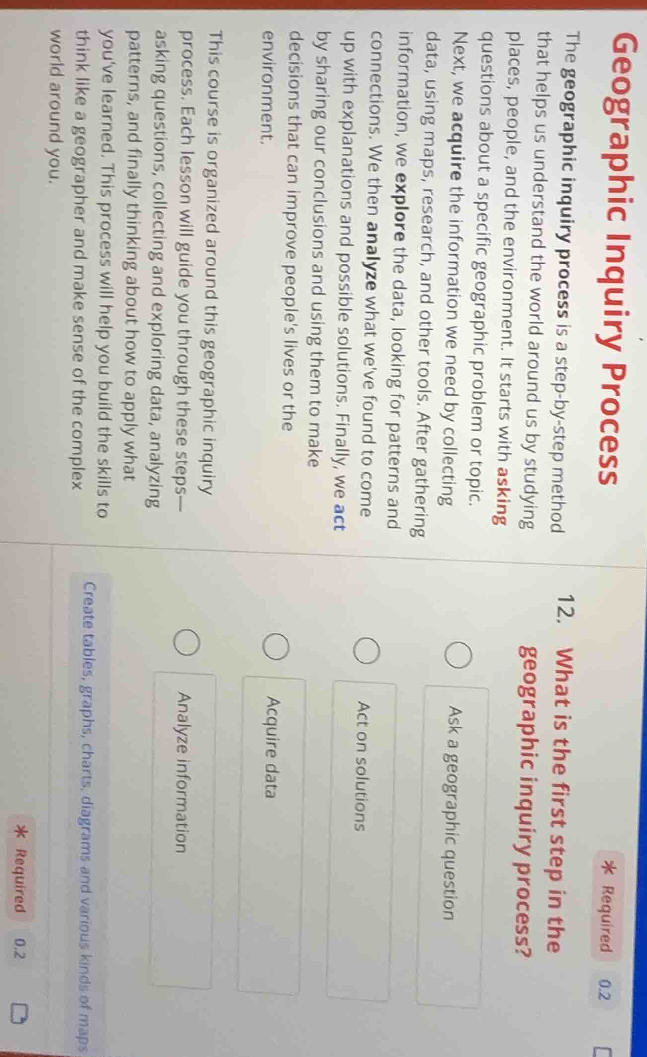 geographic inquiry process the geographic inquiry process is a step - b…